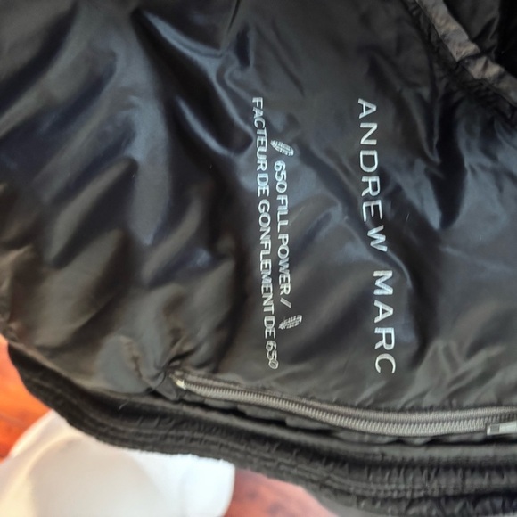 Andrew Marc Black Puffer Jacket with velvet lined hood size small - Picture 9 of 12